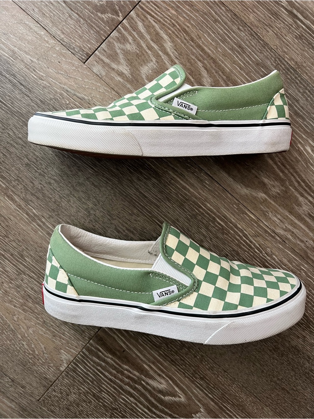 Vans Classic Slip-On Checkerboard Sneakers - Green/Cream